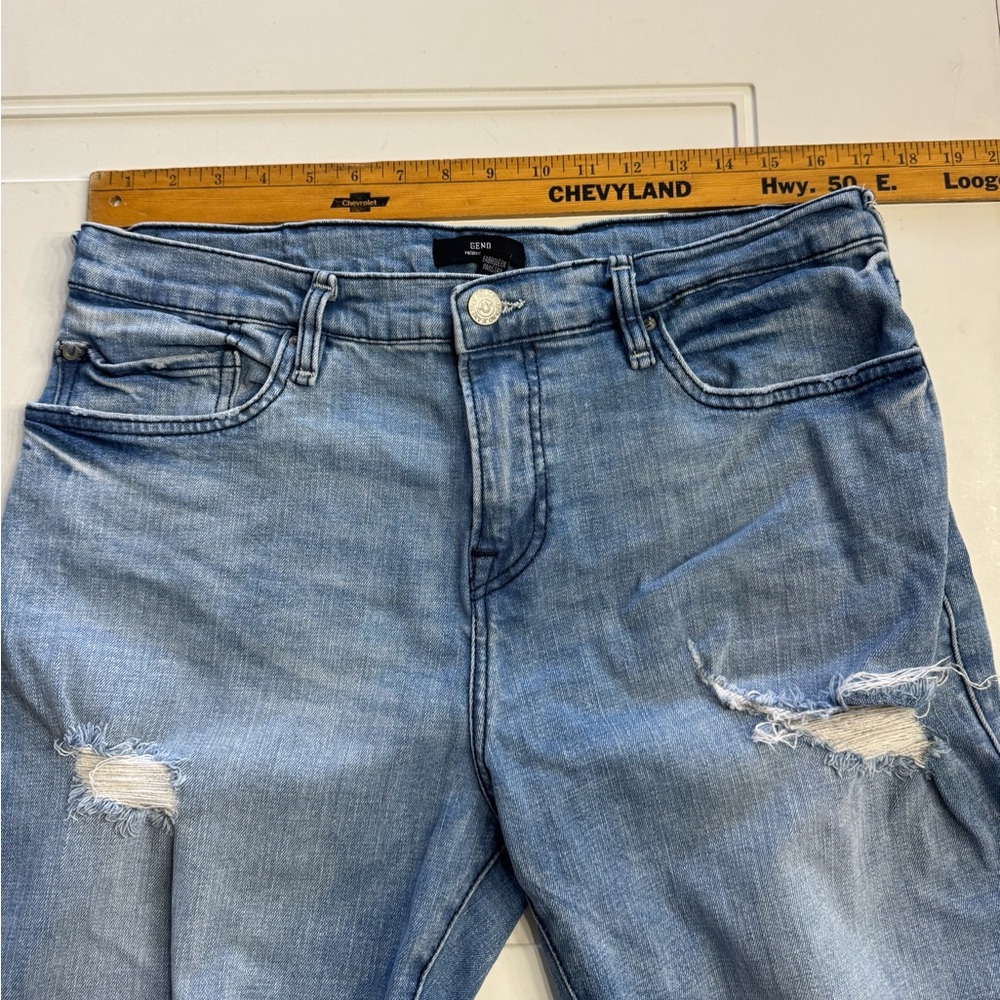 True Religion Mens Sz 32 Geno Relaxed Slim Fit Blue Denim Distressed Jean Shorts - Picture 5 of 6